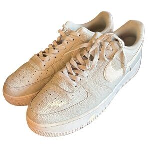 Nike Air Force I 07’ pebbled leather Light Grey White Shoes men’s Sz 12